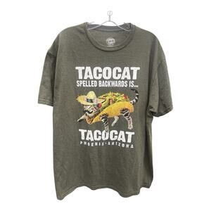 Duck Co "Tacocat Spelled Backwards Is Tacocat" Graphic Print T Shirt Gray XL